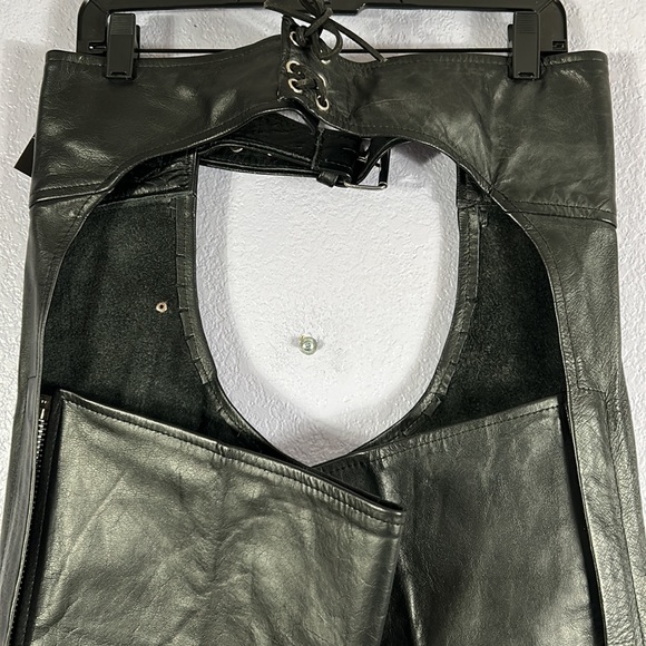 NWT leather world by lucky leather black, motorcycle, chaps size unisex … - Picture 4 of 8